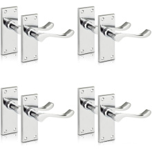 short chrome front door handle lock with plate